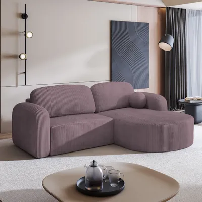 Produktbild von Masseno Ecksofa AMILIA P mit Schlaffunktion L-Form, Sofa mit Bettkasten, Wohnzimmersofa, Couch, Soffa, Bettsofa, Couchgarnitur- Lila, POSO 130