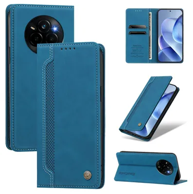 Obrázek produktu pro Pouzdro pro Realme Narzo 80 Pro,Polyuretankožené peněženkové flipové pouzdro s přihrádkami na karty a stojánkem Modrá