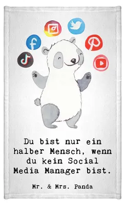 Produktbild von Mr. & Mrs. Panda Handtuch Social Media Manager Herz - Weiß - Geschenk, baumwolle, Gästetuch, Klein, Kleines, Baumwollhandtuch