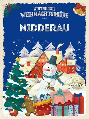 Produktbild von vianmo Holzschild 40x30 cm Weihnachtsgrüße NIDDERAU