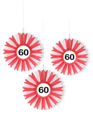 Produktbild von 3 Verkehrsschild 60 Papierrosetten 25cm