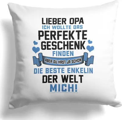 Produktbild von 22Feels Opa Geschenk von Enkelin Geburtstag Weihnachten Rente Männer Kissen Deko Grossvater Dekoration Wohnaccessoire Spruch Wohnzimmer Schlafzimmer Couch
