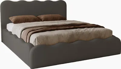 Produktbild von Doppelbett mit Bettkasten 160x200 Wave - Velvet, Lattenrost - Polsterbett 160 x 200 cm Dunkelgrau