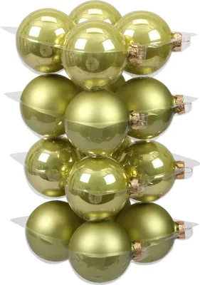 Produktbild von 16 Christbaumkugeln Glas Weihnachtskugeln Kugel 80mm 8cm Baumschmuck Weihnachten, Farbe:green oasis