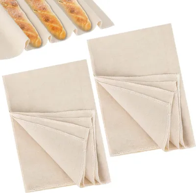 Produktbild von 2 Teigtücher aus Naturleinen, 75 x 45 cm, Brotbackzubehör, Bäckerleinen für die Teigzubereitung, Backtuch, großes Leinen-Teigtuch