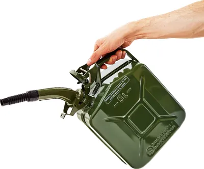 Produktbild von BW® Kraftstoffkanister Metall Benzinkanister 5 Liter mit Ausgießer - Olivegrün RAL 6003 - UN-Zulassung - Hergestellt in Europa
