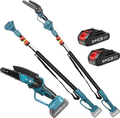Produktbild von Elektrische Kettensäge, 2-in-1-Design, verstellbare Stangenlänge von 1,4 bis 2,6 Metern, fortschrittliche Schneidleistung, Mit 2XBattery