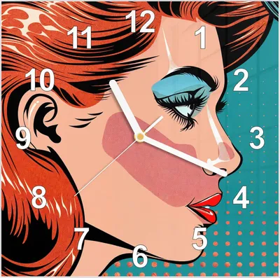 Produktbild von Wanduhr aus Glas mit Motiv Pop Art Paar- 30 x 30 cm - inkl. Aufhängesystem