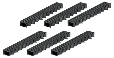 Produktbild von 6x1m ACO Hexaline 2.0 Entwässerungsrinne mit Microgrip Stegrost Rinne Bodenrinne Terrassenrinne