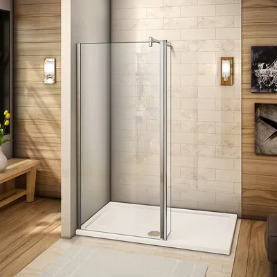 Produktbild von Walk in Duschkabine 150x200cm Duschwand mit 30x200cm Flipper Panel +140cm Stabilisator 8mm Nano-ESG Duschtrennwand F132