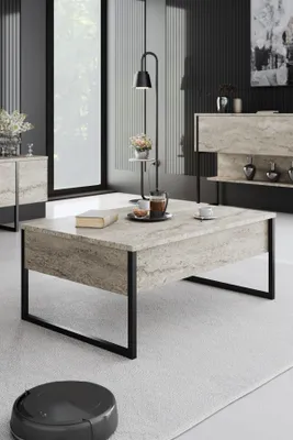 Produktbild von Skye Decor, Luxe - Traverten, Black, Couchtisch, Traverten, 100 % MELAMINBESCHICHTETE SPANPLATTEN, 90 x 60 x 40 cm