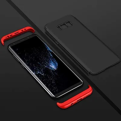 Produktbild von 360° Full Cover 3in1 Slim Case Schutz Tasche Handyhülle Handyschale Schutz für iPhone 8 Plus in Schwarz-Rot @cofi1453