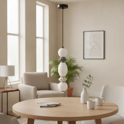 Productafbeelding van Hanglamp Pallina grijs - wit, AI-gegenereerde afbeelding