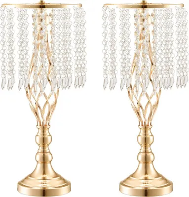 Image de Présentoir à fleurs doré 49 cm - Set de 12 vases à fleurs modernes pour décoration de mariage - Vases élégants pour événements