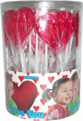 Produktbild von Lollipops Herz 50 Stück Lutscher Lollies Dauerlutscher am Stiel