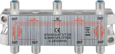 Produktbild von SAT-Verteiler, 6-fach für Satellitenanlagen 5 MHz - 2400 MHz