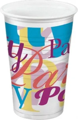 Produktbild von 50x Party-Trinkbecher 200ml  bunt - Design "PARTYTIME"