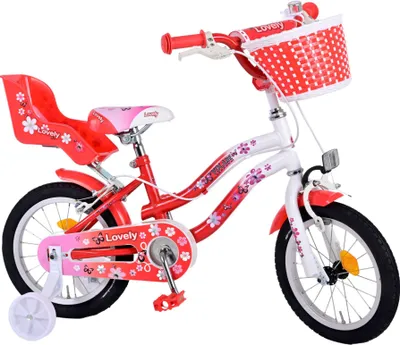 Produktbild von Volare Lovely Kinderfahrrad - Mädchen - 14 Zoll - Rot Weiß - 2 Handbremsen