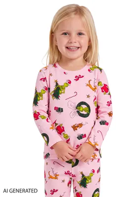 Produktbild von The Grinch Schlafanzug für Mädchen - Kinder Pyjama Set Langarm Oberteil mit Hose Rosa 98-104, KI-generiertes Bild