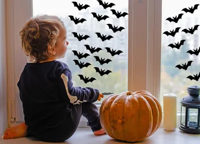 Halloween-Fensteraufkleber mit Fledermäusen, Modell 036-085 – Decords, Produktansicht 1