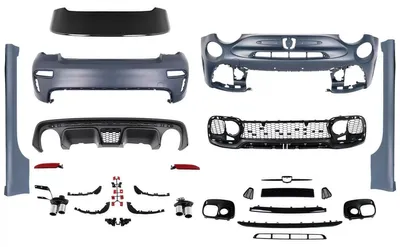 Productafbeelding van Bodykit voor Fiat 500 (2007-2015): bumperset met dakspoiler.