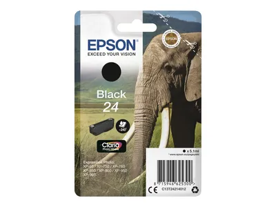 Produktbild von Epson Elephant Singlepack Black 24 Claria Photo HD Ink, Schwarz, Tinte auf Pigmentbasis, 5,1 ml, 1 Stück(e), 240 Seiten, Einzelpackung