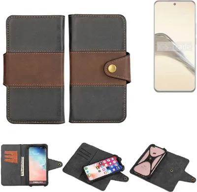 Produktbild von K-S-Trade Handyhülle Schutzhülle Hülle Bookstyle Wallet-Case kompatibel mit Realme 13 Pro+ 5G Bumper Rundumschutz schwarz-braun 1x