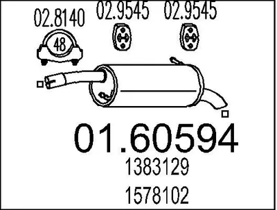 Produktbild von MTS 01.60594 Endschalldämpfer für FORD Fiesta Mk5 Schrägheck (JH1, JD1, JH3, JD3) Auspuff