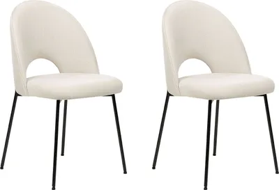 Zdjęcie produktu dla BELIANI Zestaw 2 krzeseł do jadalni beżowy poliester tapicerowany czarne nóżki styl retro glamour