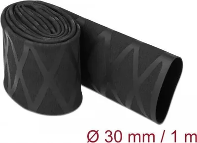 Productafbeelding van DELOCK krimpkous X-patroon, antislip, 1 meter x 30 mm, zwart. Krimpkous, zwart, polyolefine, 100 cm, 3 cm, 1 stuk