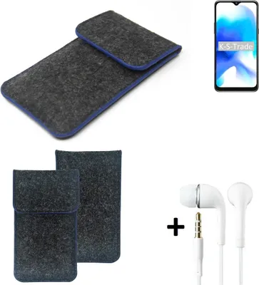 Produktbild von K-S-Trade Handy Schutz Hülle kompatibel mit Blackview A80s Schutzhülle Handyhülle Filztasche Pouch Tasche Case Sleeve Filzhülle dunkelgrau, blauer