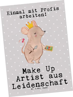 Produktbild von Mr. & Mrs. Panda Postkarte Make Up Artist Leidenschaft - Grau Pastell - Geschenk, Postkarten, Kosmetikstudio, Grußkarte, Ausbildung, Kosmetiker, Ansichtskarten, bildkarte