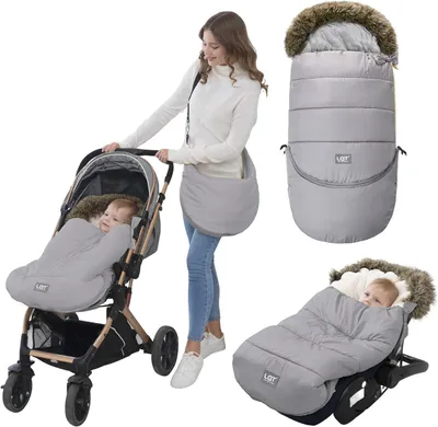 Obrázok produktu pre Fusak, kožušinový golier, sivá, pre kočík, pre zimné aktivity