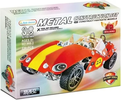 Produktbild von Metallbausatz für ein Retro-Rennauto, 230 Teile