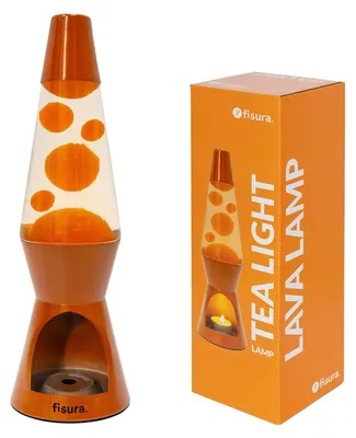 Immagine prodotto di FISURA – Lampade a lava in terracotta, senza elettricità. Lampada ecologica. Idea regalo originale. Dimensioni: 29 cm x 8,5 cm (candela non inclusa), colore arancione/rosso tramonto con motivo a zig-zag (Sunset Chevron)