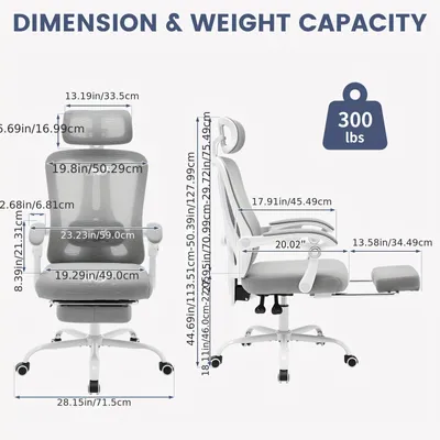 Produktbild von Ergonomischer Bürostuhl - Bürostuhl mit Fußstütze - Bürostuhl - Bequemer Arbeitsstuhl - Gaming-Stuhl