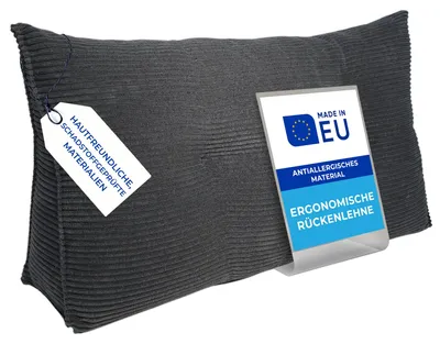 Produktbild von Pillows24 - Rückenkissen für Bett & Sofa mit abnehmbarem, waschbarem Bezug - 120cm breit | Großes Lesekissen - Keilkissen, Cord-Graphit