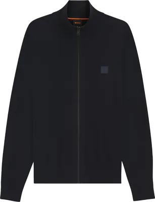 Produktbild von Boss Orange dunkelblaue einfarbige Strickjacke aus Baumwolle und Kaschmir