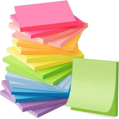 Obrázek produktu pro Samolepící poznámkové bloky – 50x50 mm – 8 barev – 16 bloků – Vhodné pro domácnost, školu a kancelář