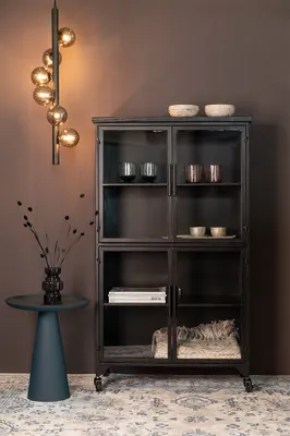 Image de Nesthaus Armoire vitrine Bram Noir 76 x 35 x 133 cm