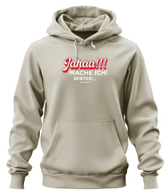 Productafbeelding van Ja, ik heb later een prokrastinatie-cadeau, een grappige, luie, uni hoodie, in natuurlijke kleur, maat M