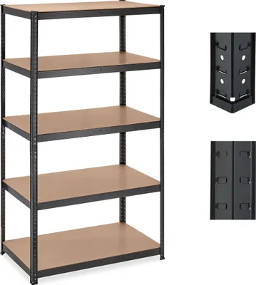 Obrázek produktu pro Relaxdays regál pro těžké břemena, VxŠxH: 180x100x60 cm, nosnost 1250 kg, 5 polic, na zasunutí, do sklepa, garáže, ocel, černá
