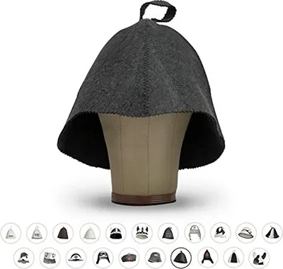 Produktbild von LoWell® Saunahut - Filzhut für Damen und Herren inkl. Sauna-Ratgeber - Ideales Sauna Zubehör für ein einzigartiges Wellness Erlebnis - Farbe grau - Saunamütze Saunakappe