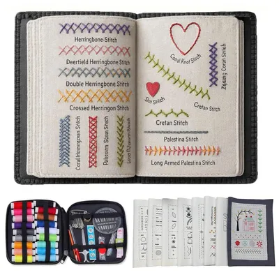 Stickbuch-Set, 86-teilig, mehrfarbig, inkl. Zubehör, 10,3 × 14 cm