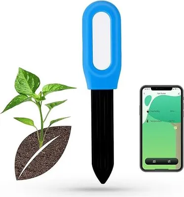 Produktbild von Smart Bluetooth Sensor für Bodenfeuchtigkeit & Temperatur, App-gesteuert, kompatibel mit Alexa und Google Assistant