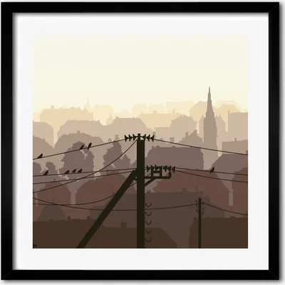 Produktbild von Bild - 50 cm x 50 cm - MDF - Rahmen, Wandkunst - Stadtspannungsleitung