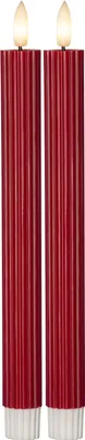 Immagine prodotto di Candele a bastoncino LED "Flamme Stripe", set da 2, cera vera, rosse, H 25 cm