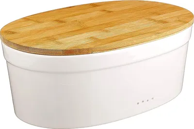 Produktbild von kela Brotkasten 36,5cm Keramik weiß Bambusdeckel 14cm hoch Salena 12064