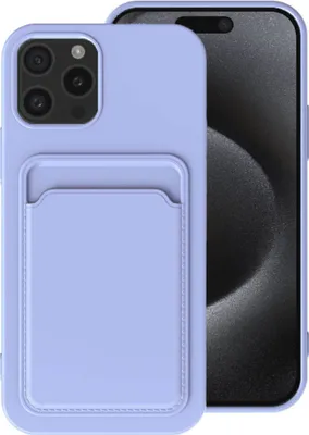 Immagine prodotto di Smartphonica Custodia per iPhone 15 Pro con portacarte - Cover posteriore in TPU con slot per carte - Viola