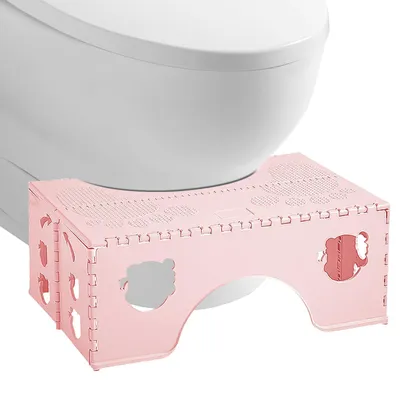 Zdjęcie produktu dla Solidchoice - Składana podnóżek do toalety - Ergonomiczny taboret do łazienki dla dorosłych (różowy)